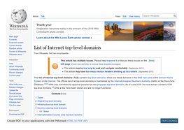List of Internet Top-Level Domains Donate to Wikipedia from Wikipedia, the Free Encyclopedia Wikipedia Store