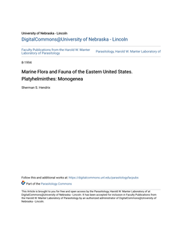 Marine Flora and Fauna of the Eastern United States. Platyhelminthes: Monogenea