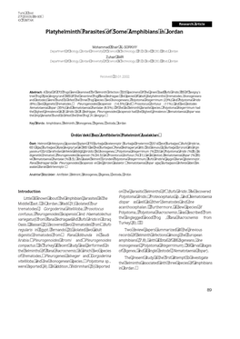 Platyhelminth Parasites of Some Amphibians in Jordan