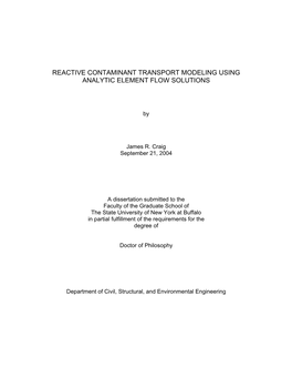 Reactive Contaminant Transport Modeling Using Analytic Element Flow Solutions