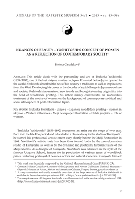 Yoshitoshi's Concept of Women As a Reflection of Contemporary Society1