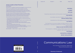 Communications Law Volume 23 Number 1 2018 Pages 1-54