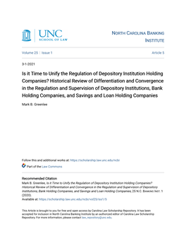 Is It Time to Unify the Regulation of Depository Institution Holding Companies?