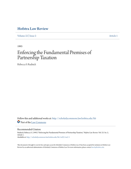 Enforcing the Fundamental Premises of Partnership Taxation Rebecca S