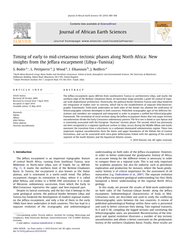 Timing of Early to Mid-Cretaceous Tectonic Phases Along North Africa: New Insights from the Jeffara Escarpment (Libya–Tunisia)