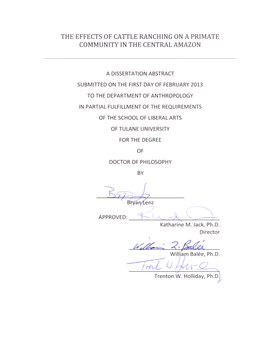 The Effects of Cattle Ranching on a Primate Community in the Central