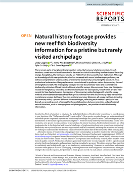 Natural History Footage Provides New Reef Fish Biodiversity Information For
