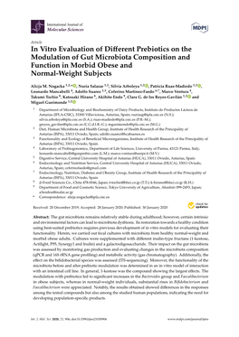 In Vitro Evaluation of Different Prebiotics on the Modulation of Gut Microbiota Composition and Function in Morbid Obese And