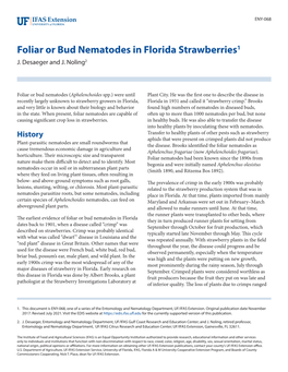 Foliar Or Bud Nematodes in Florida Strawberries1 J