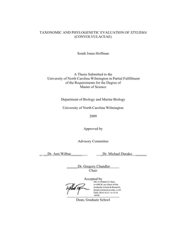 Sondi Jones Hoffman a Thesis Submitted to the University of N