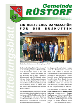 Gemeinde RÜSTORFRÜSTORF Amtliche Mitteilung, September 2014 Zugestellt Durch Post.At