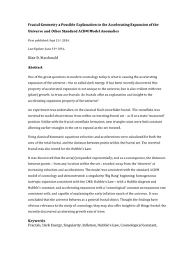 Fractal Geometry a Possible Explanation to the Accelerating Expansion of the Universe and Other Standard ΛCDM Model Anomalies