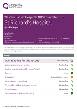 St Richard's Hospital Quality Report