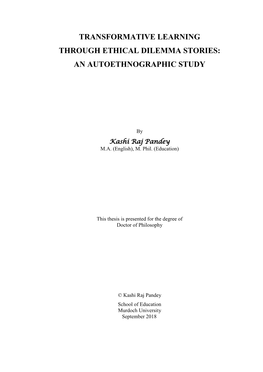 Transformative Learning Through Ethical Dilemma Stories: an Autoethnographic Study