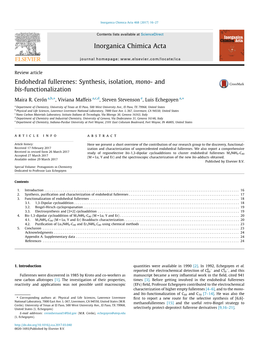 Endohedral Fullerenes: Synthesis, Isolation, Mono- and Bis-Functionalization ⇑ ⇑ Maira R