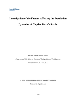 Investigation of the Factors Affecting the Population Dynamics of Captive