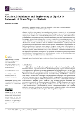 Variation, Modification and Engineering of Lipid a in Endotoxin