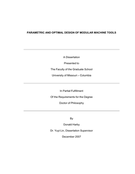 Parametric and Optimal Design of Modular Machine Tools