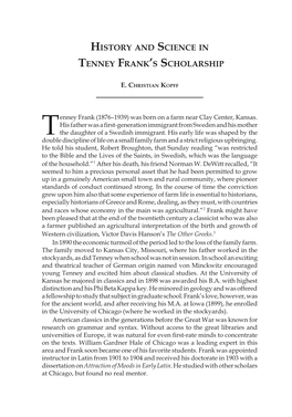 History and Science in Tenney Frank's Scholarship