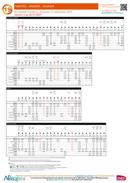 Horaires Ligne 19 Nantes-Angers-Saumur Du