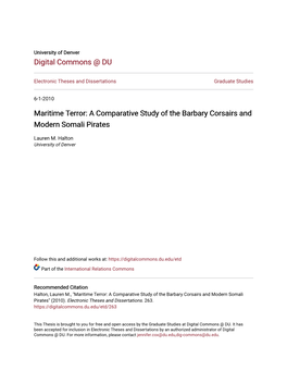 A Comparative Study of the Barbary Corsairs and Modern Somali Pirates