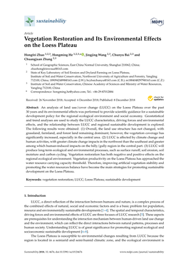 Vegetation Restoration and Its Environmental Effects on the Loess Plateau