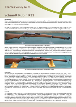 Schmidt Rubin K31 As the Finest Manufactured Rifles of Their Era