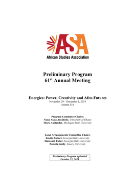 2018 Preliminary Program