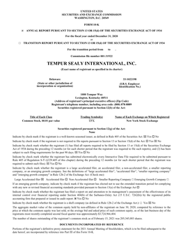 TEMPUR SEALY INTERNATIONAL, INC. (Exact Name of Registrant As Specified in Its Charter)