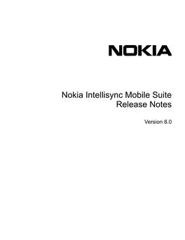 Nokia Intellisync Mobile Suite 8.0 Release Notes