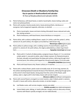 Ericaceae Key & Charts