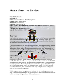 Game Narrative Review