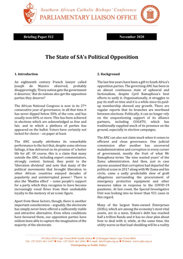 BP 512 the State of the Opposition