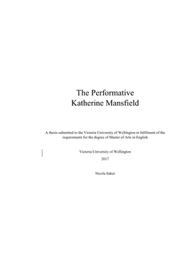 The Performative Katherine Mansfield