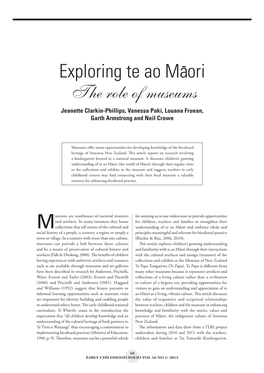 Exploring Te Ao Ma-Ori the Role of Museums Jeanette Clarkin-Phillips, Vanessa Paki, Louana Fruean, Garth Armstrong and Neil Crowe