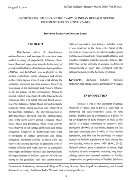 Histoenzymic Studies on the Ovary of Indian Buffalo During Different Reproductive Stages