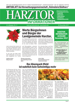 Werte Bürgerinnen Und Bürger Der Landgemeinde Harztor