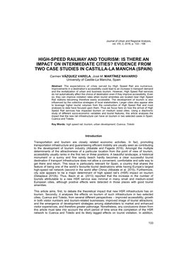 High-Speed Railway and Tourism: Is There an Impact on Intermediate Cities? Evidence from Two Case Studies in Castilla-La Mancha (Spain)