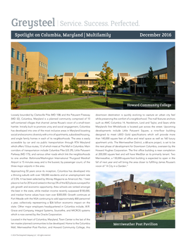 Service. Success. Perfected. Spotlight on Columbia, Maryland | Multifamily December 2016