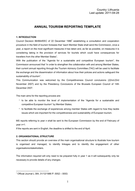 Annual Tourism Reporting Template