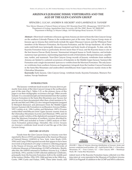 Arizona's Jurassic Fossil Vertebrates and the Age Of