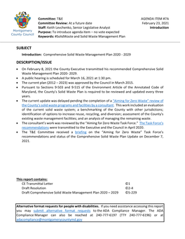 Adoption of the Comprehensive Solid Waste Management Plan 2020-2029