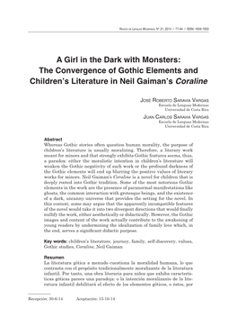 A Girl in the Dark with Monsters: the Convergence of Gothic Elements and Children's Literature in Neil Gaiman's Coraline