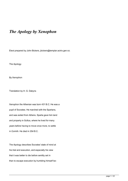 The Apology by Xenophon</H1>