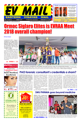 Ormoc Siglaro Elites Is EVRAA Meet 2018 Overall Champion!