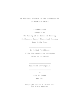 C:\Documents and Settings\Ethomas\My Documents\Biblical Studies\Dissertation\Ph. D. Diss\Title Page.Wpd