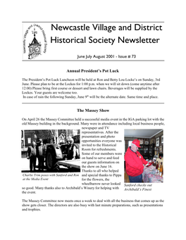 Newcastle Village and District Historical Society Newsletter