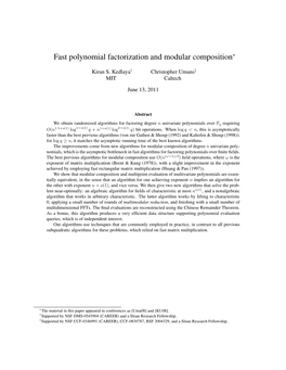 Fast Polynomial Factorization and Modular Composition∗