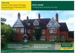 FOLEY HOUSE for SALE Former Care Home Premises