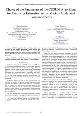 Choice of the Parameters of the CUSUM Algorithms for Parameter Estimation in the Markov Modulated Poisson Process